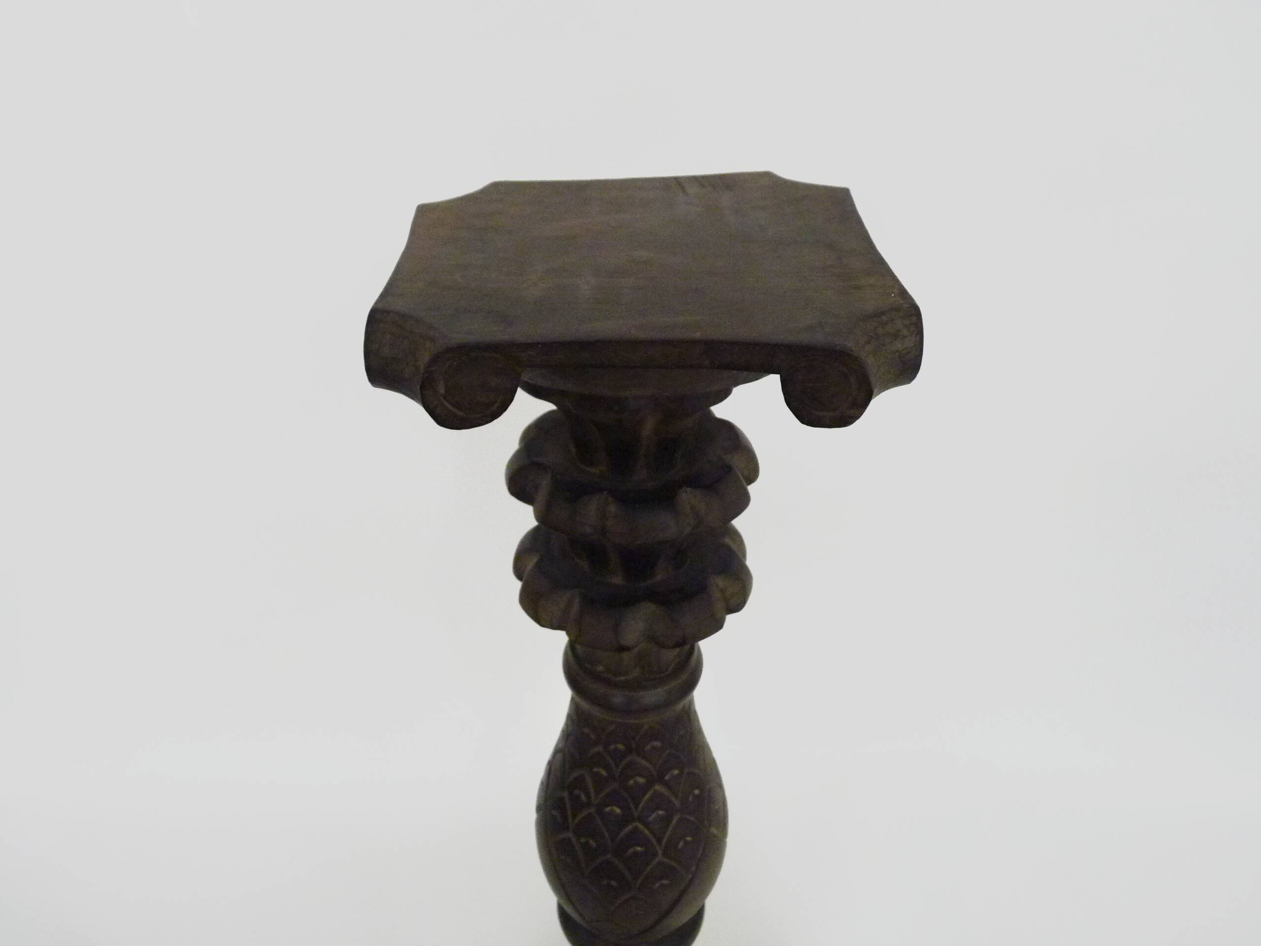 Carved and engraved wooden stool. 1960s 70s.