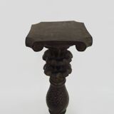 Carved and engraved wooden stool. 1960s 70s.