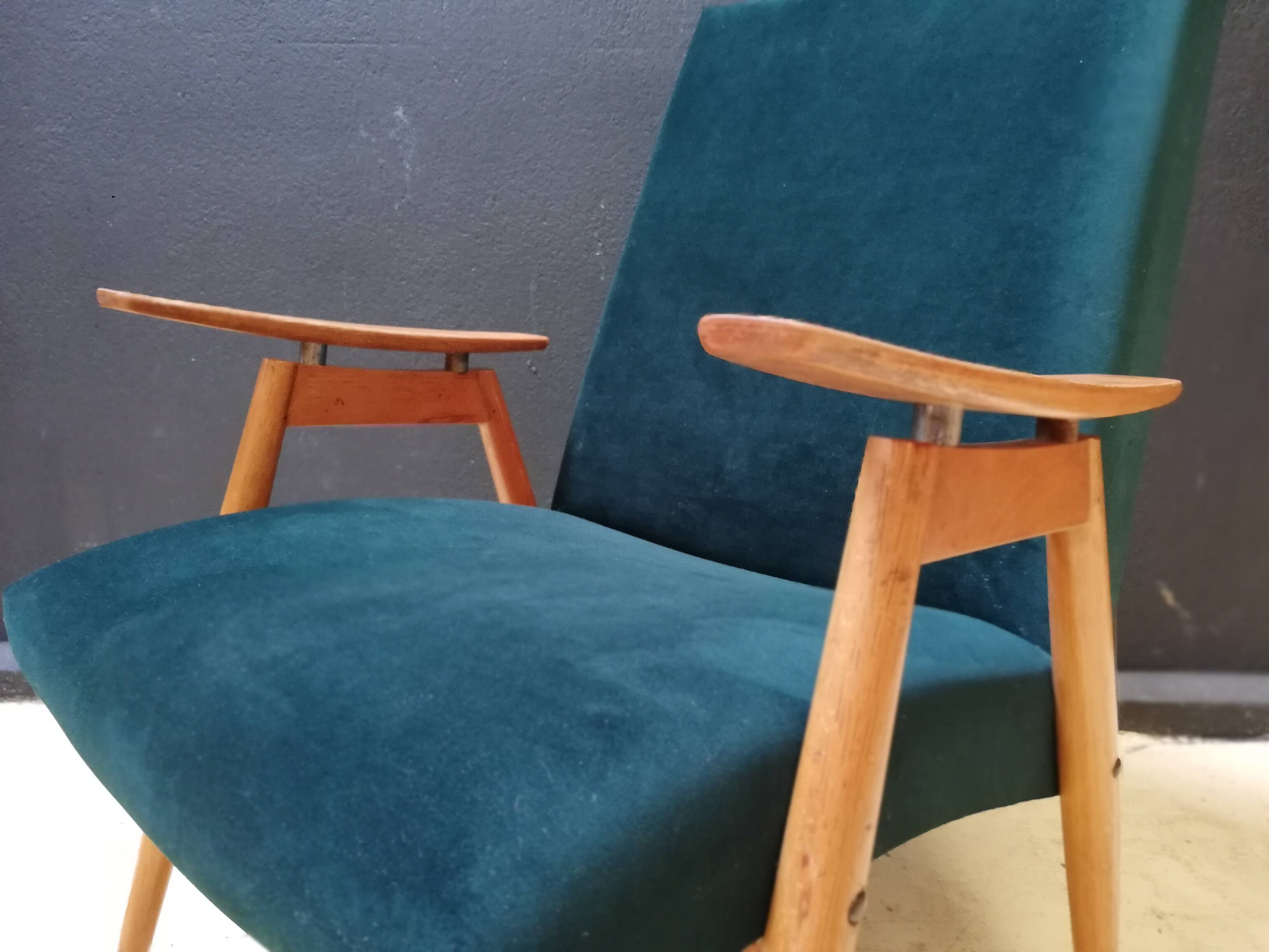Pair of vintage Czech armchairs (Jiroutek), art deco style, 1960