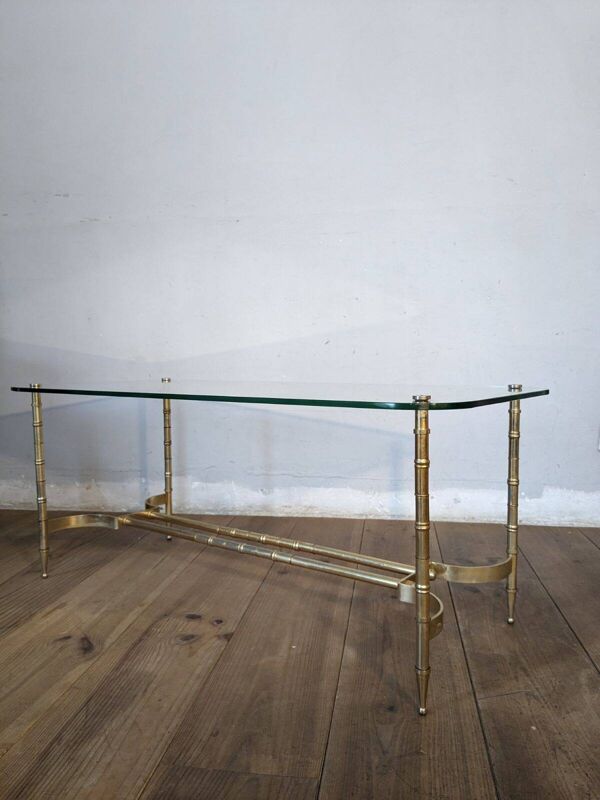 Table basse design en métal doré façon bambou dlg bagues