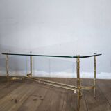 Table basse design en métal doré façon bambou dlg bagues