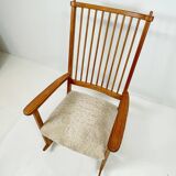 Mid-century rocking chair in pine and sheepskin by Yngve Ekström, Sweden.