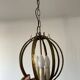 Chandelier, antique gold metal suspension.