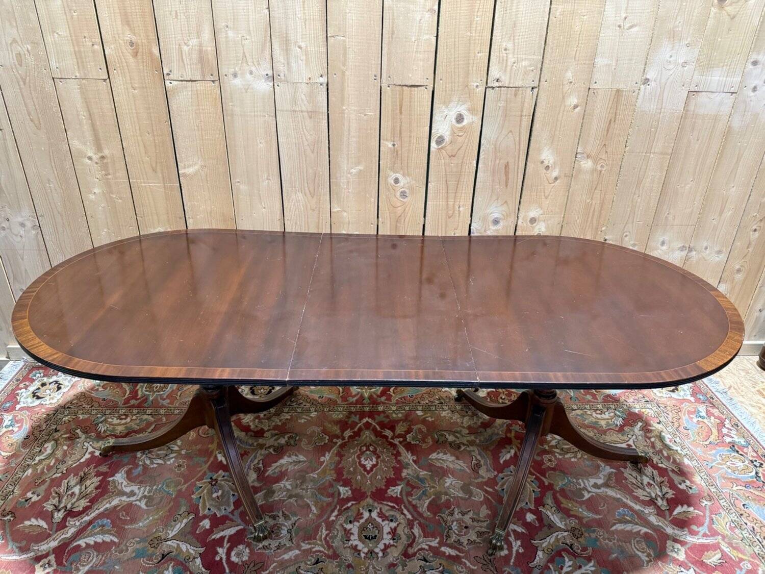 Large Extendable English Table Mahogany Regency Style Claw Feet Brass