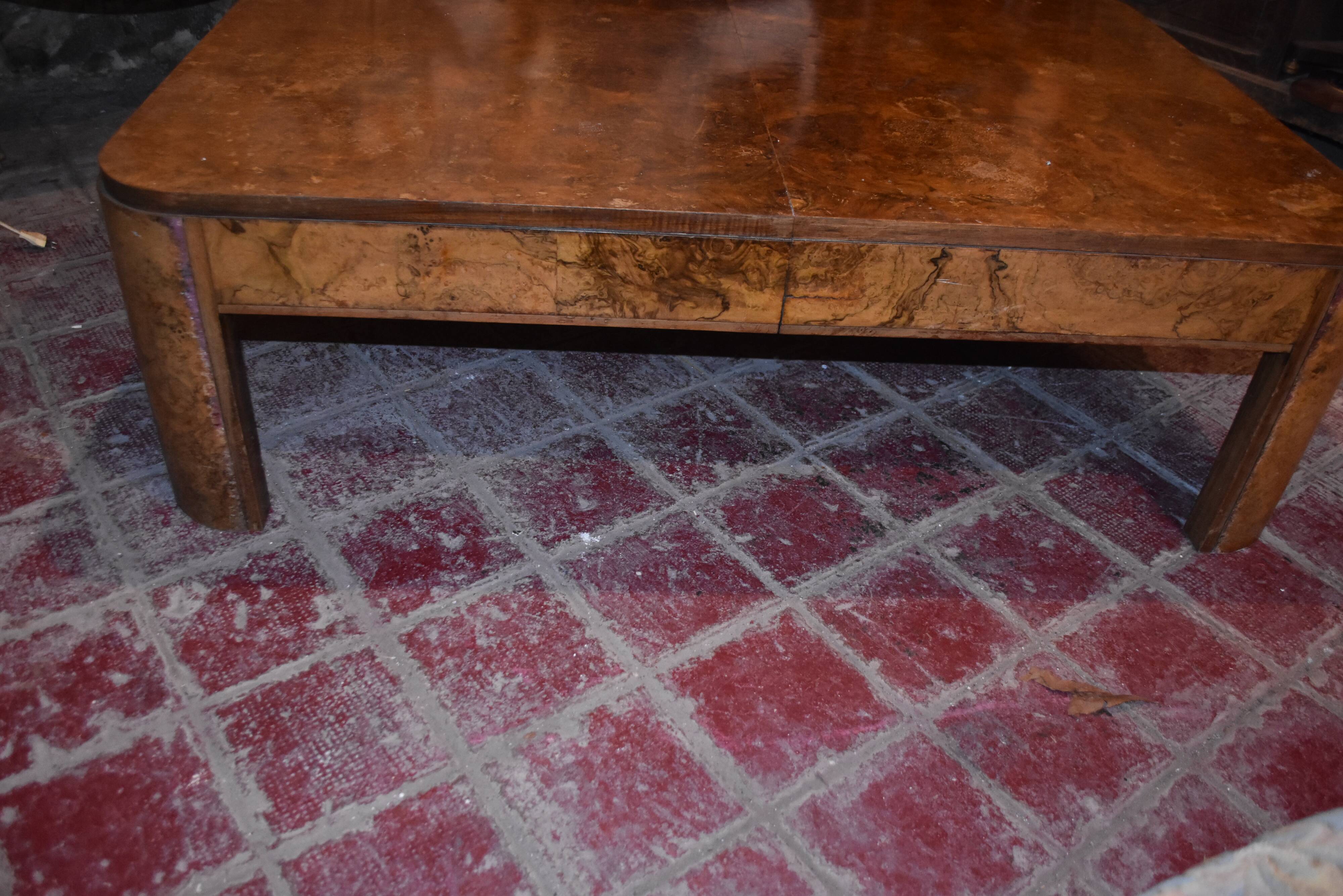 large Art Deco coffee table in amboyna burl