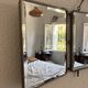 Vintage 1930s triptych barber mirror crocodile crystal - 30x69 cm