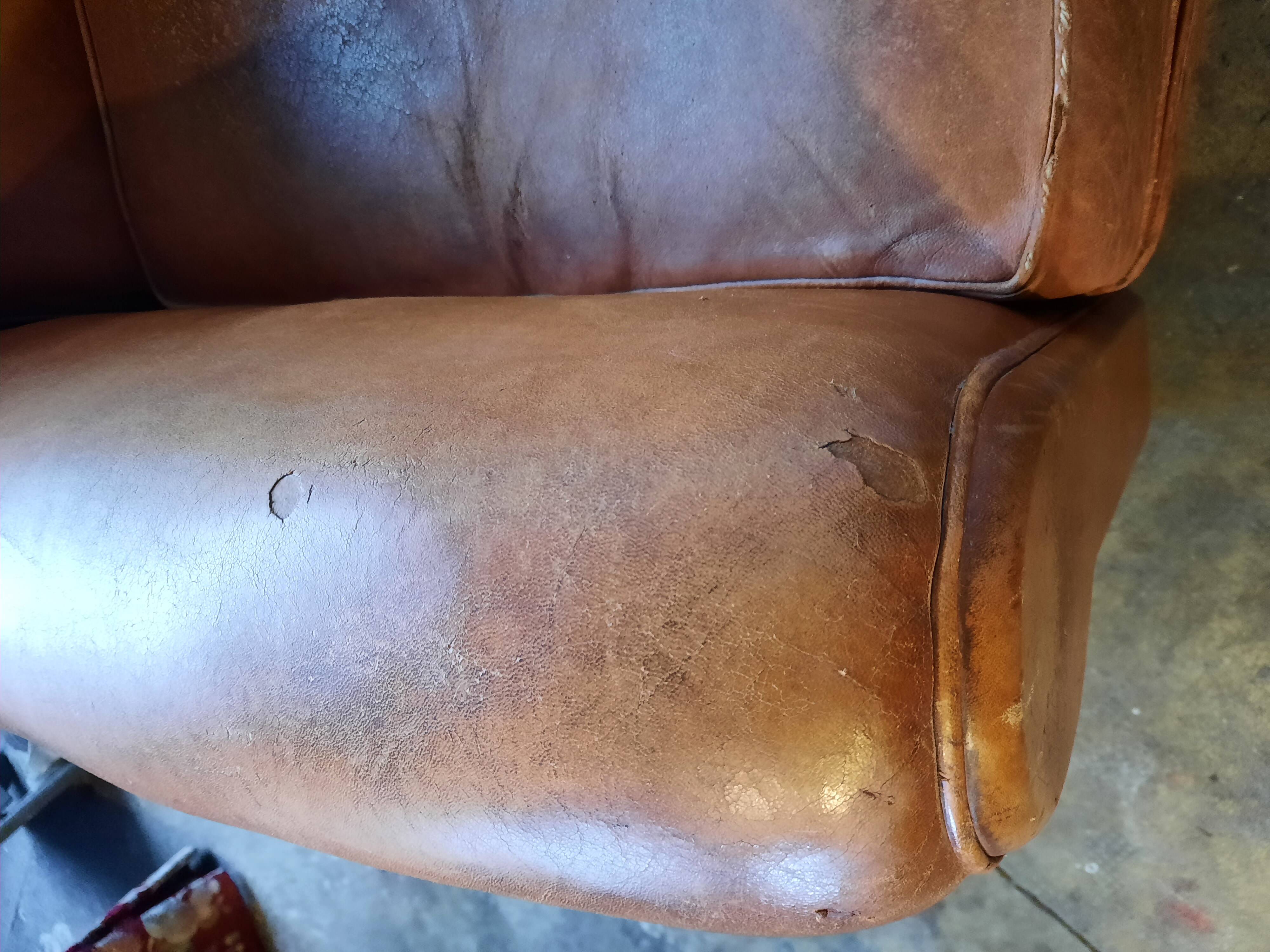 Old leather club chair 1940-1950