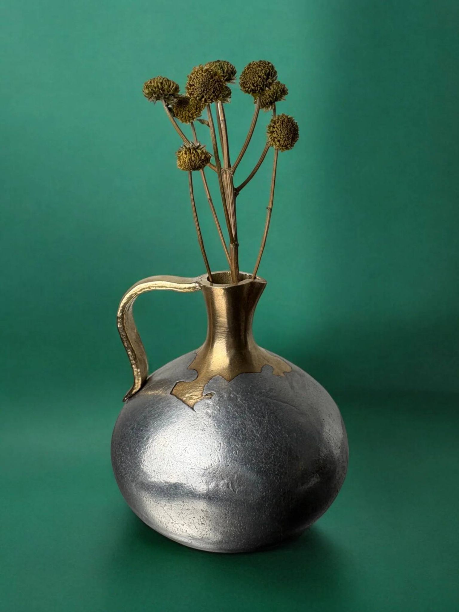 Brutalist pitcher by David Marshall, bronze & aluminium, 1970, Spain