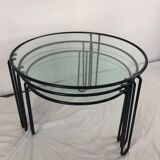 Metal and glass nesting coffee table 1970