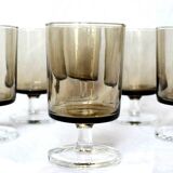 Set of 6 smoked digestive glasses - Vintage 70s style