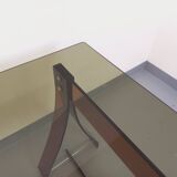 Vintage Marcello Gacita and Pierre Tiberi desk in smoked glass and plexiglass