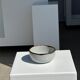 Small white glazed ceramic bowl black edges