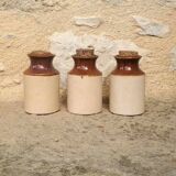 Set of 3 two-tone stoneware pots