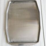 Rectangular stainless steel tray.
