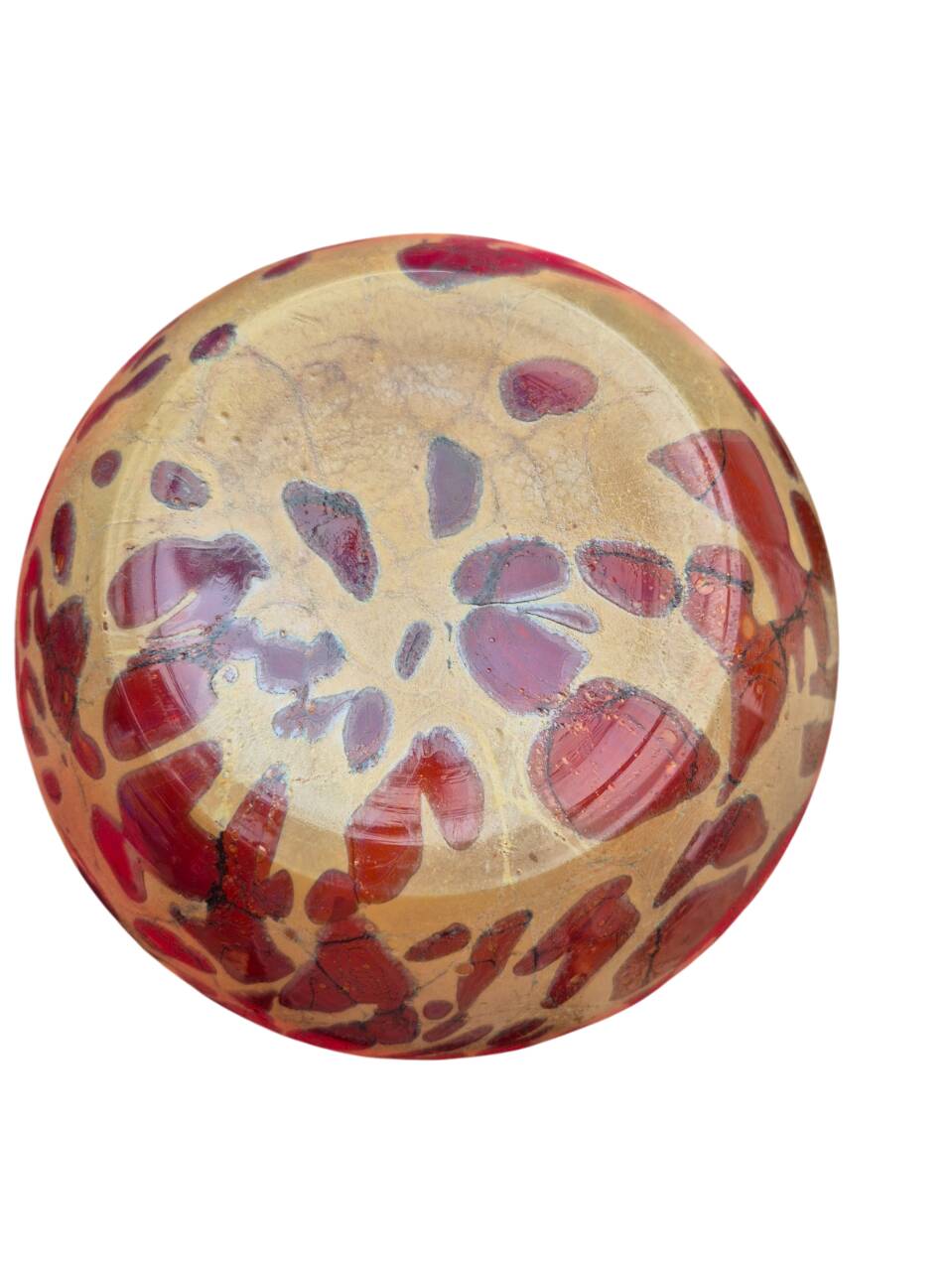 Red and brown glass ball vase, France 1930