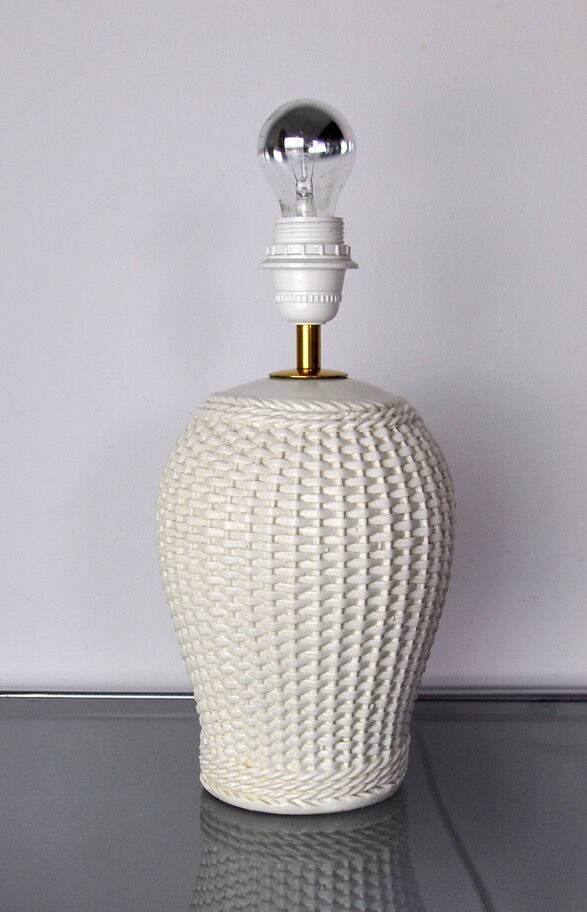 White ceramic "bamboo" lamp, Hollywood Regency, Italy, 1970