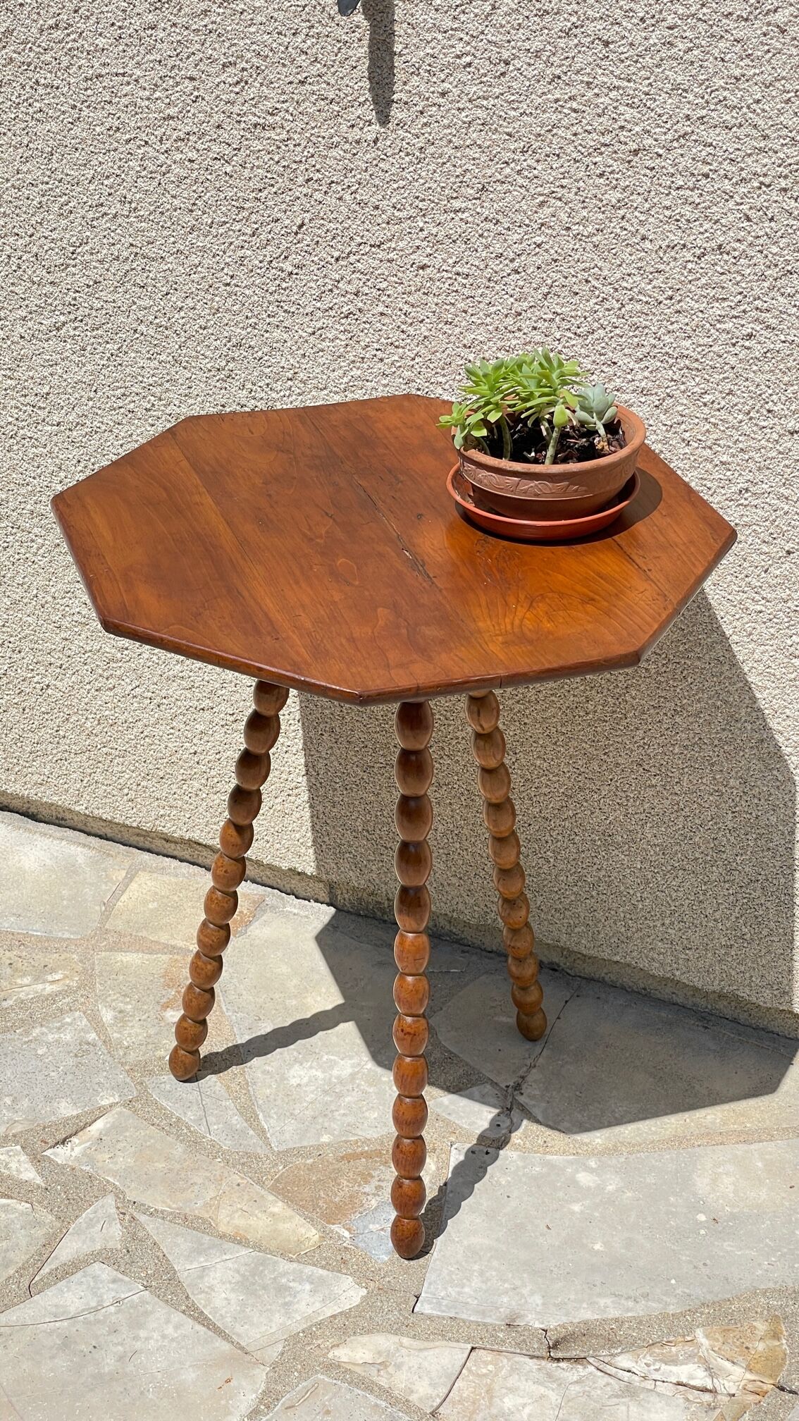 Table old legs tripod and turned wood