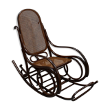 Rocking chair et son repose pieds, en hêtre 1900