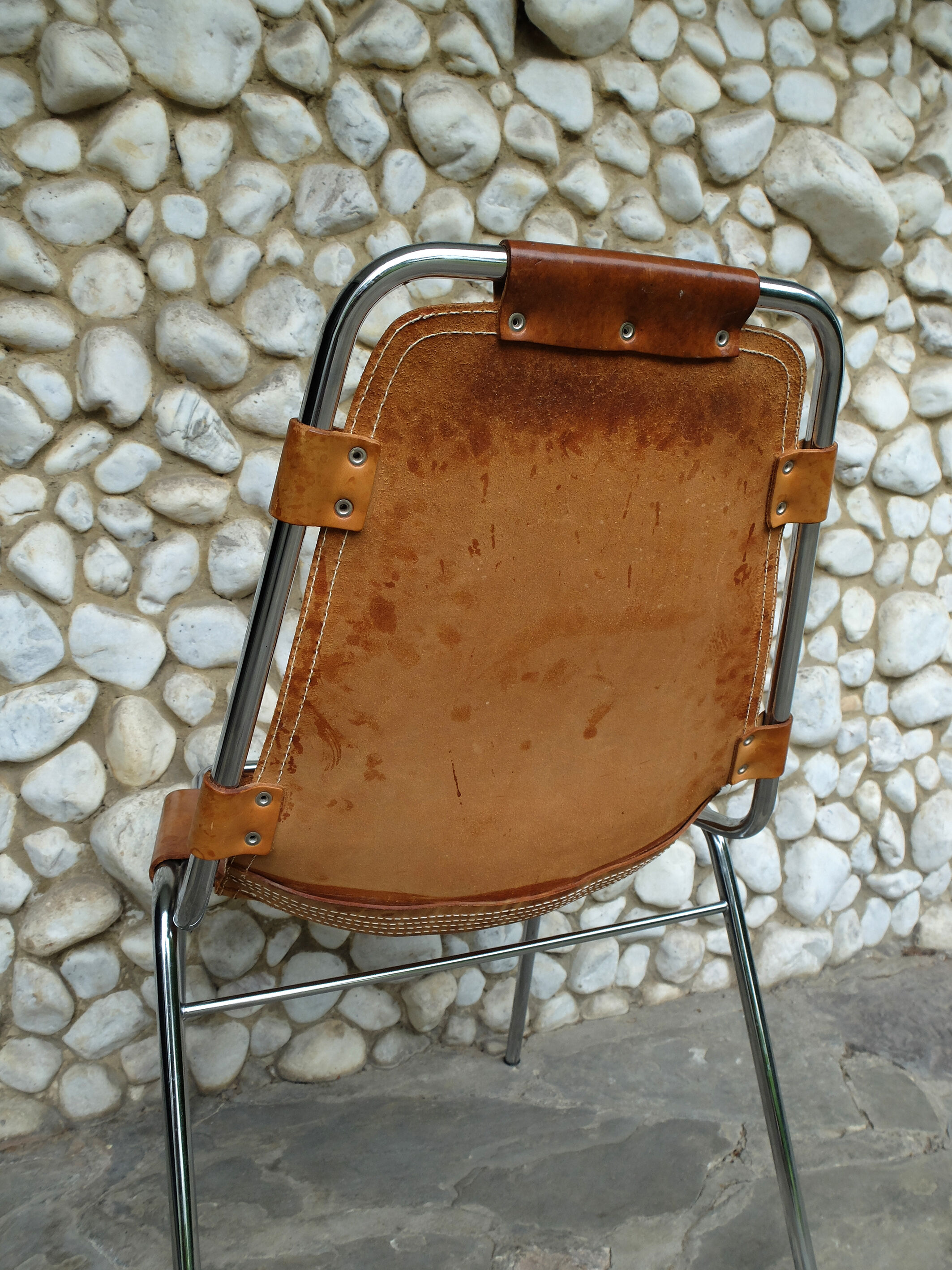 Chaise vintage Les Arcs en cuir, éditée par Dal Vera