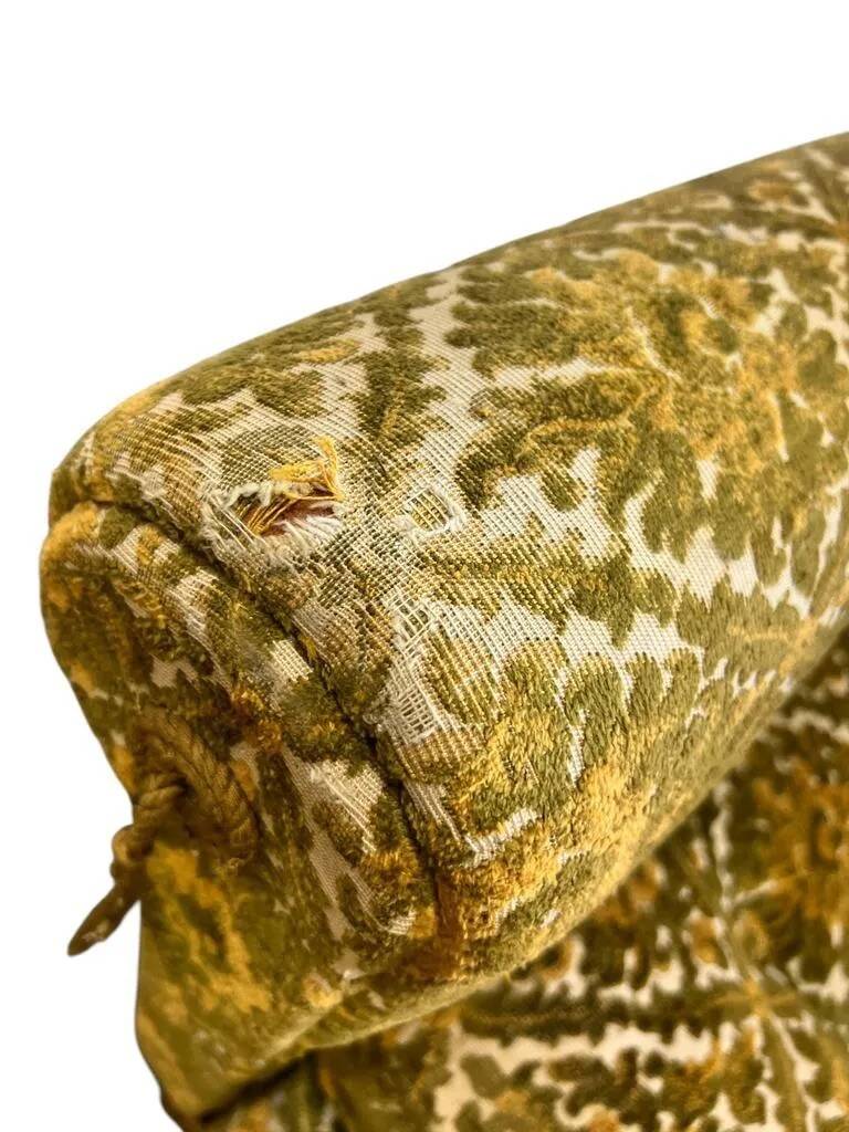 Vintage mustard yellow armchair / single-seater with fringes