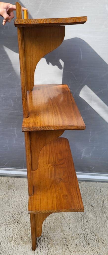 3-shelf oak wall shelf