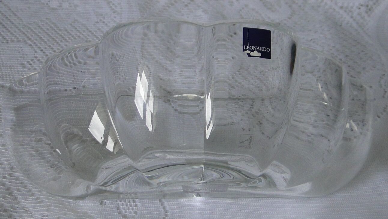 Vase planter in thick glass LEONARDO handmade original vintage shape