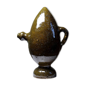 Ancienne gargoulette "Magique" oeuf en grès vernissé/émaillé et sablé
