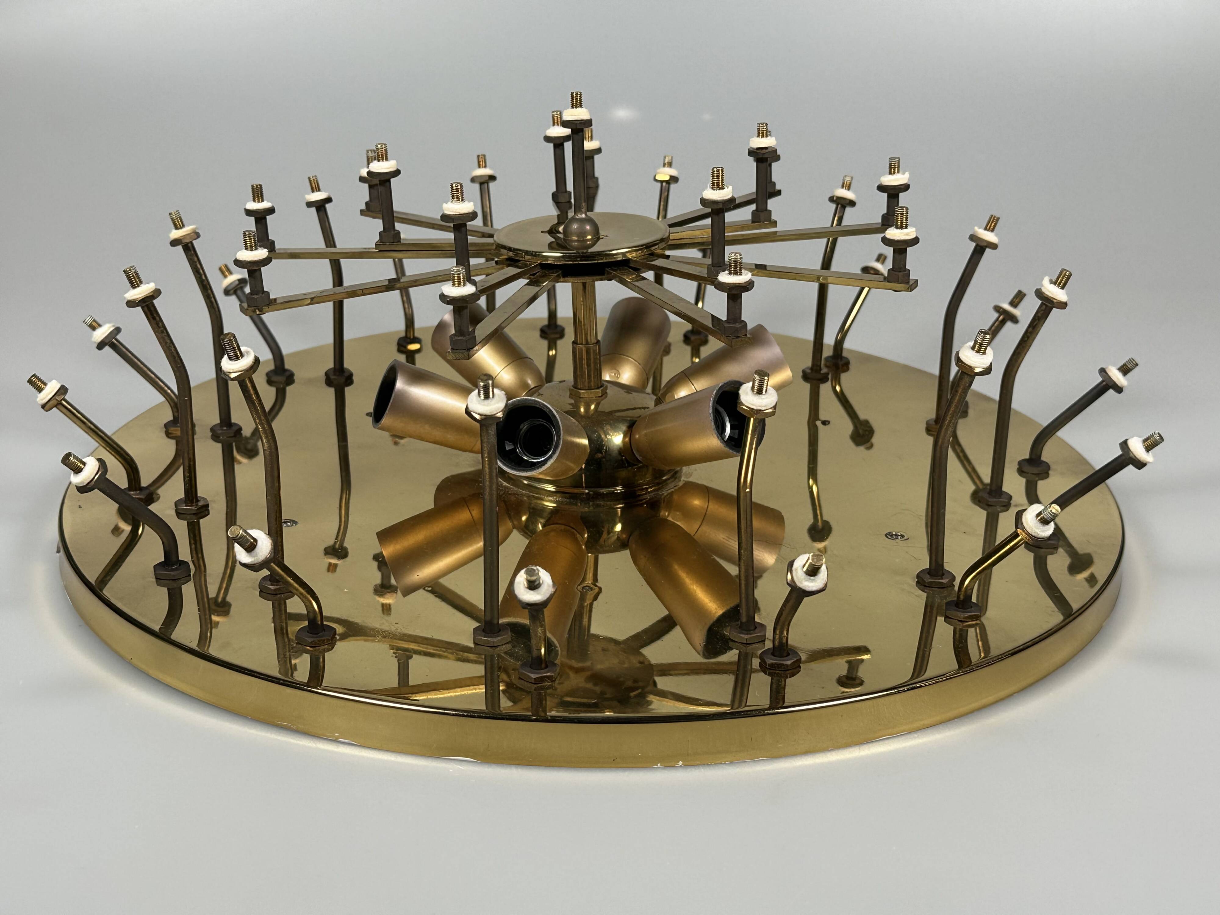 1960s/70s Ceiling Lamp Ernst Palme made of brass and glass, Germany