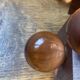 Wooden bookends and spherical glass balls