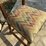 8 dining chairs in solid wood and tapestry