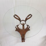 Painted side table in steel, effect trompe l'oeil