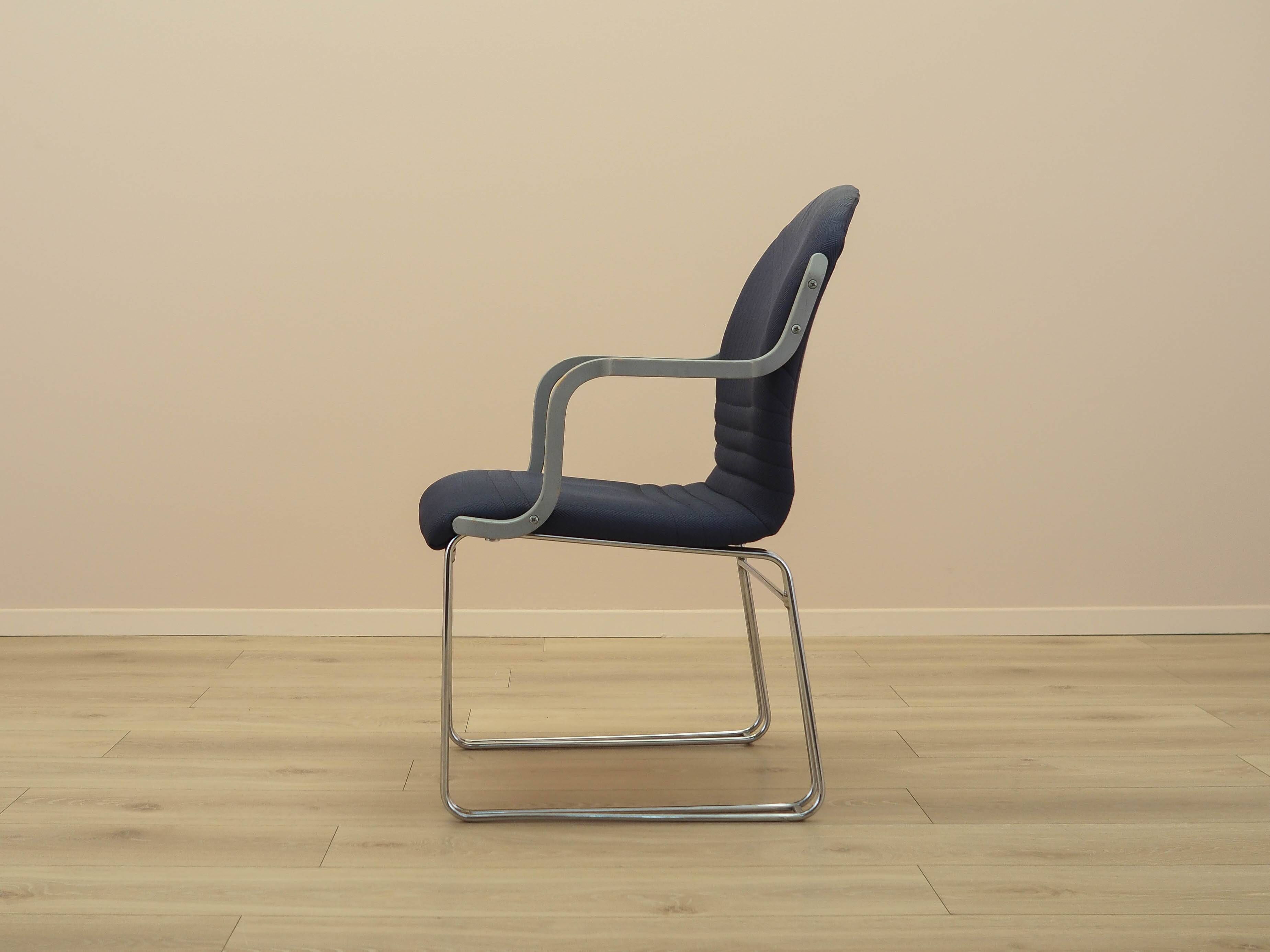 Italian cantilever chair 1990s blue fabric upholstery