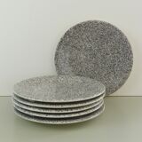 Set of 6 flat plates in speckled stoneware Italy