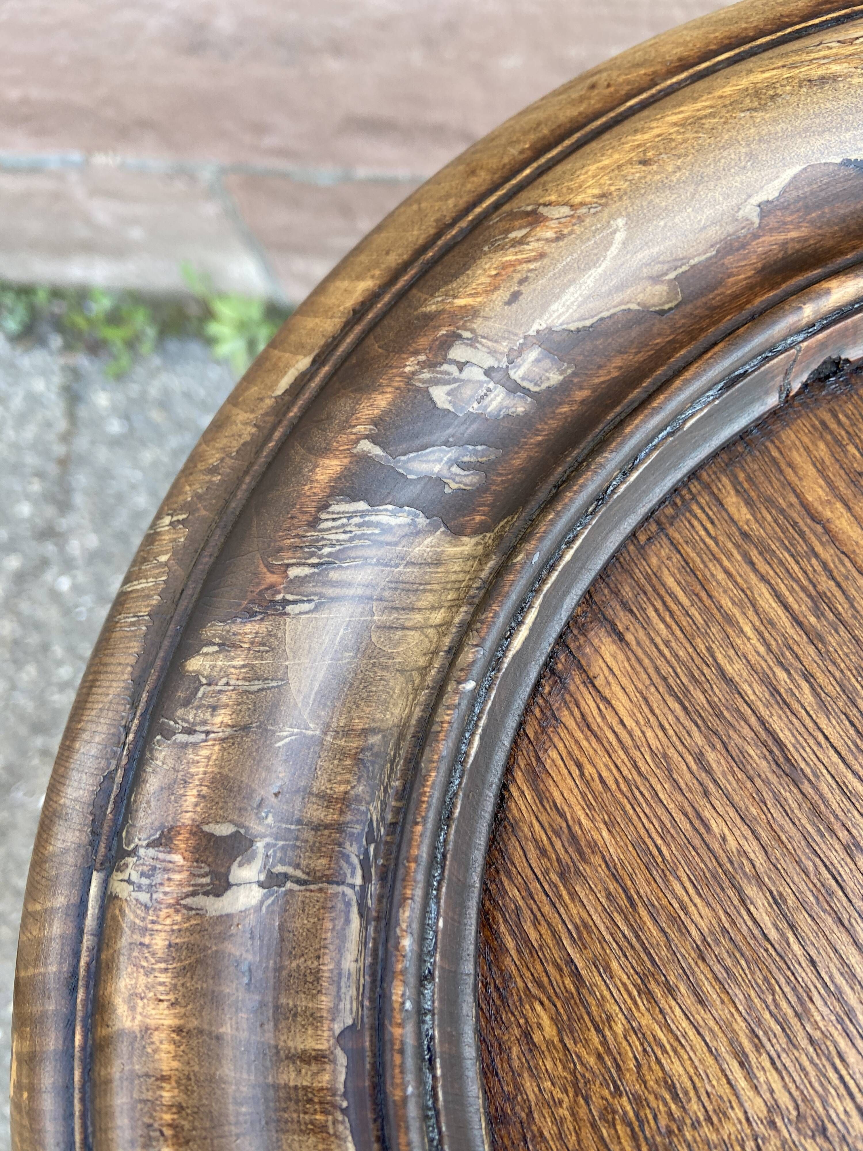 Antique French Art Deco pedestal table 1930s oak plant holder