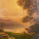 "Animated landscape at sunset", oil on canvas 19th century