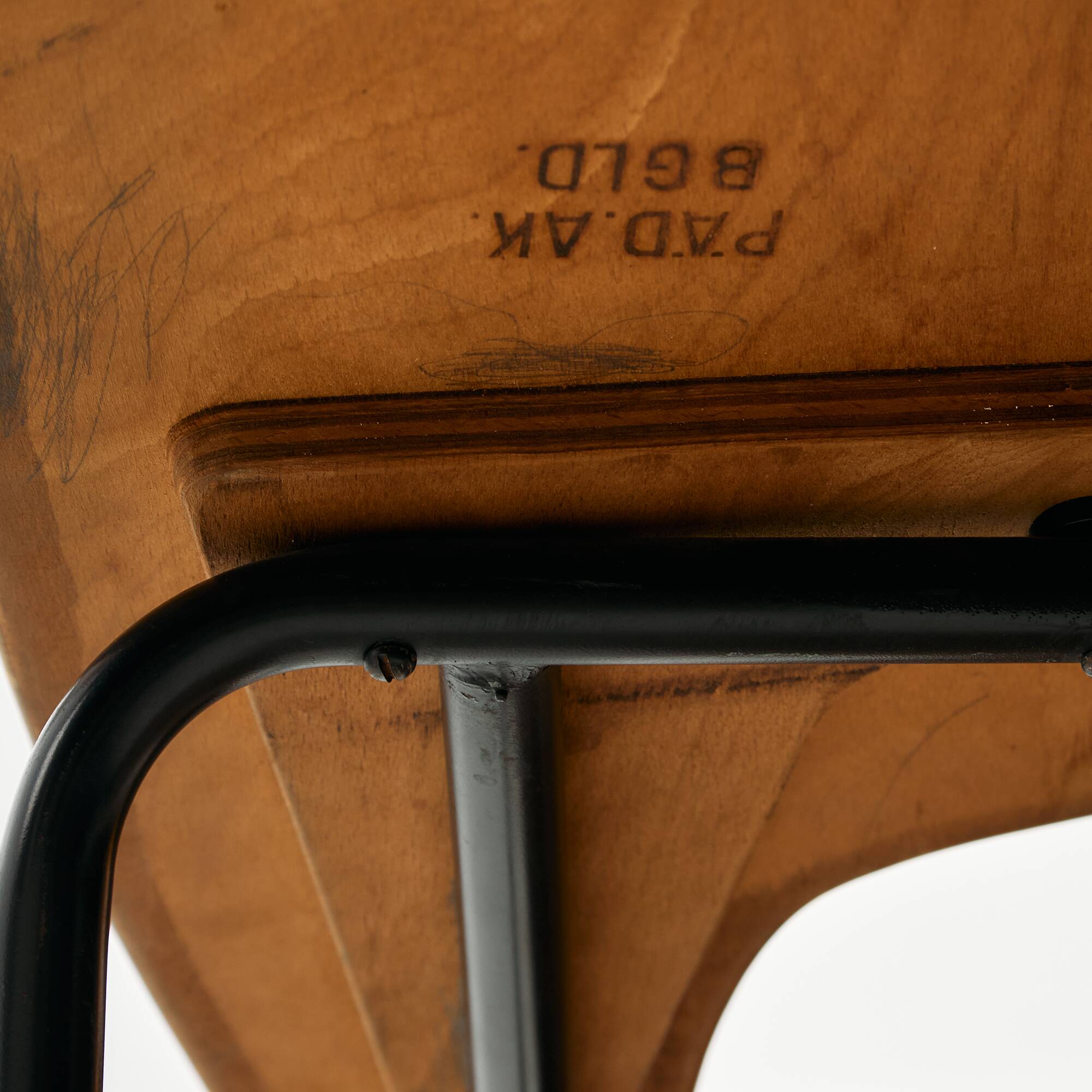 Teak chair with writing tablet