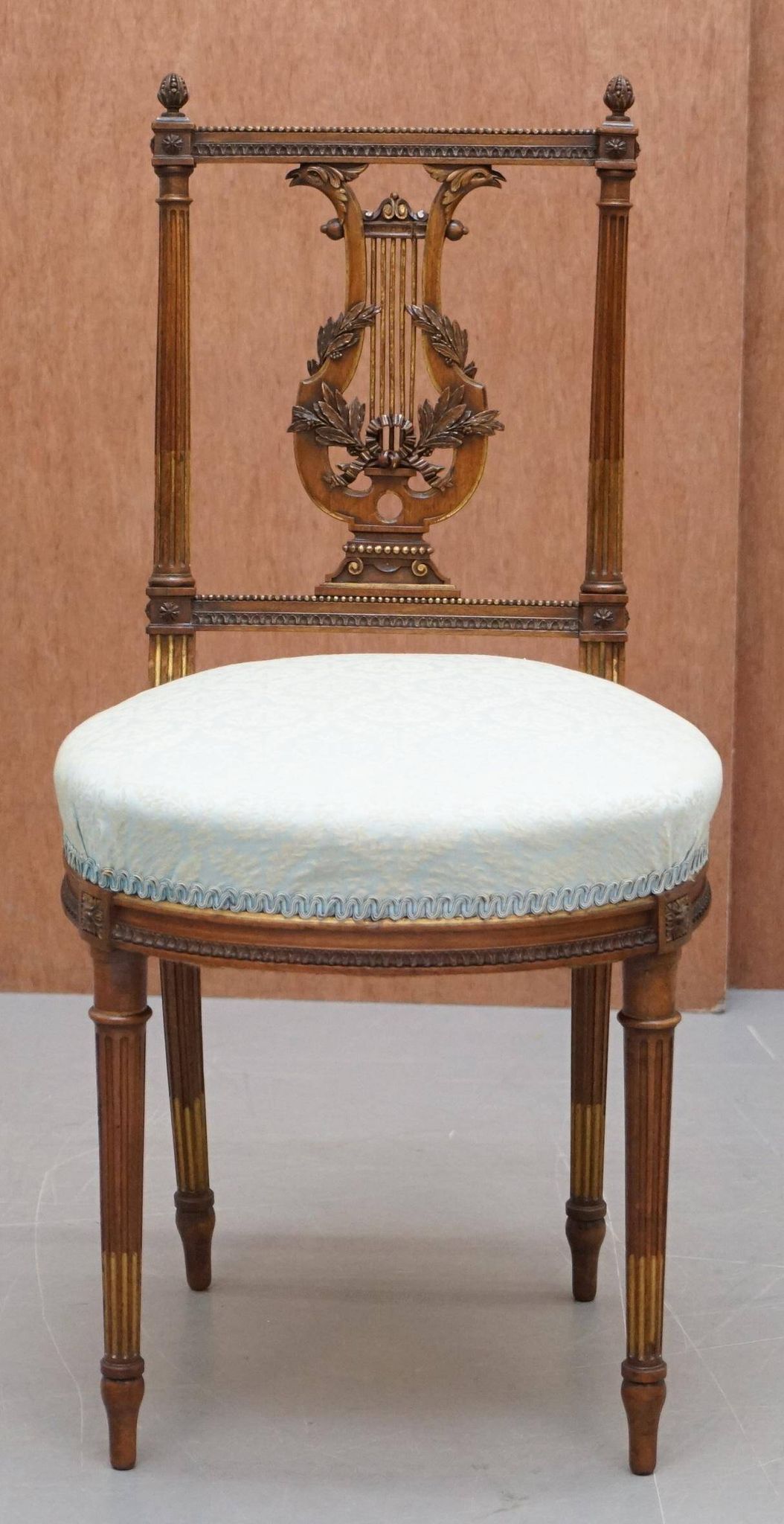 Pair of Carved Golden Wood Accent Chairs