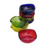 7 cups in colored glass Italy 50s