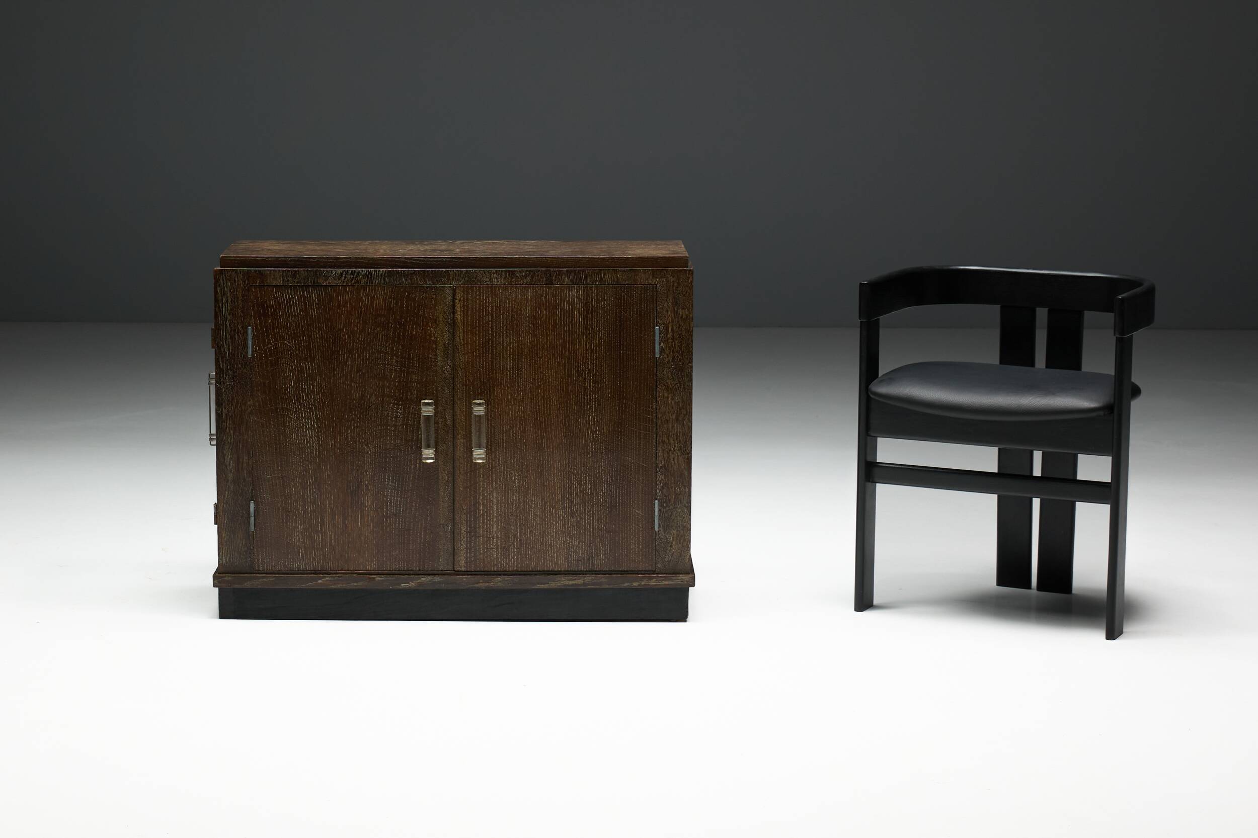 Modernist Art Deco oak cabinet, France, 1940s