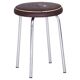 Small Bauhaus Round Leather & Chrome Stool by Robert Sezák, 1940s