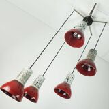 1970s mid century pendant light 5-light cascading lamp with fat lava cerami