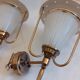 pair of wall-mounted torch lights corner 1950-1960 Arlus or Lunel glass metal