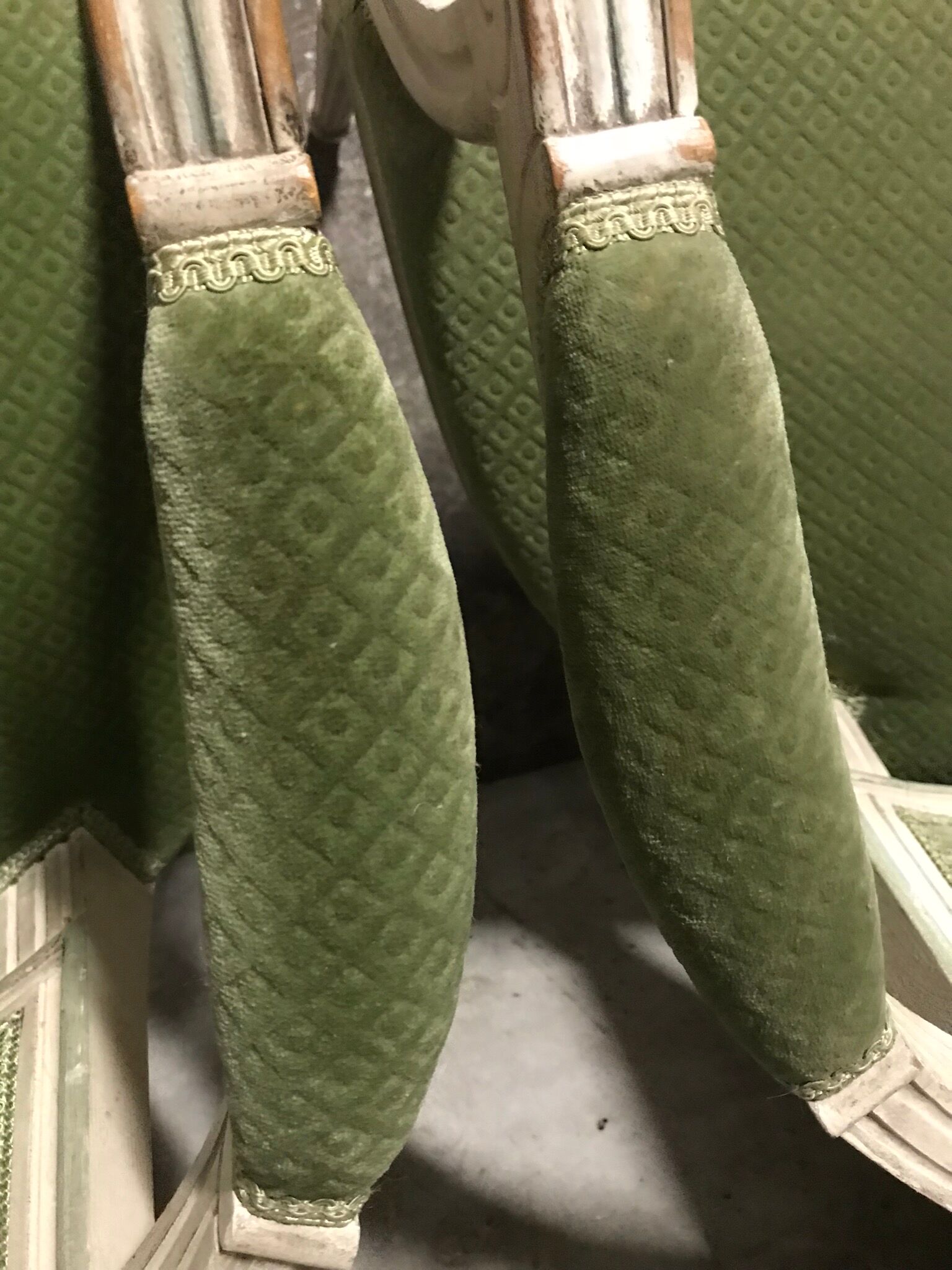 Pair of louis XVI green armchairs