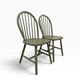 Set of 2 vintage olive green spindle dining chairs