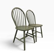 Ensemble de 2 chaises de salle à manger vintage vert olive à fuseaux