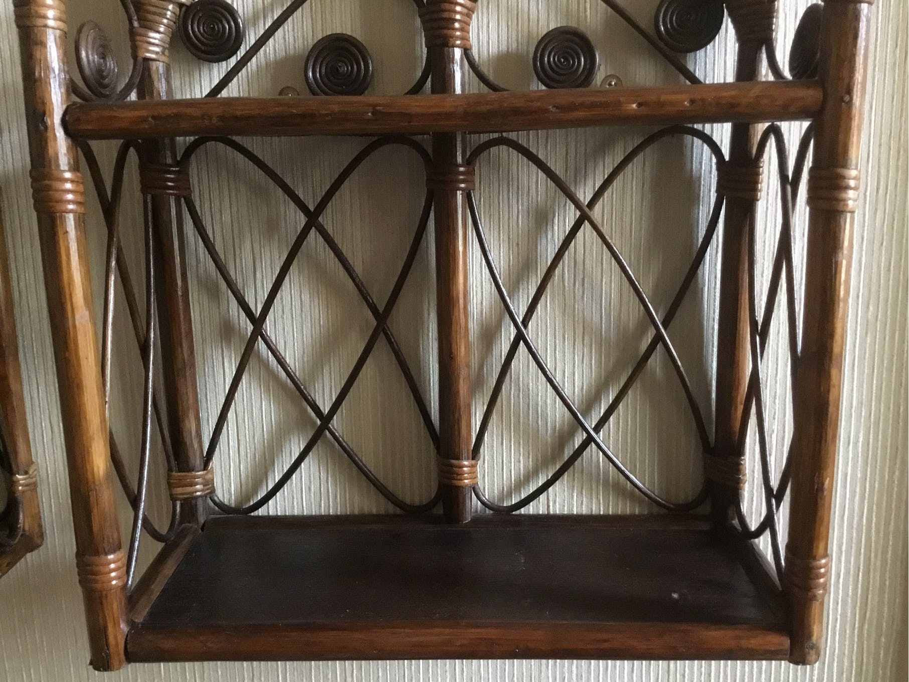 Rattan peacock shelves