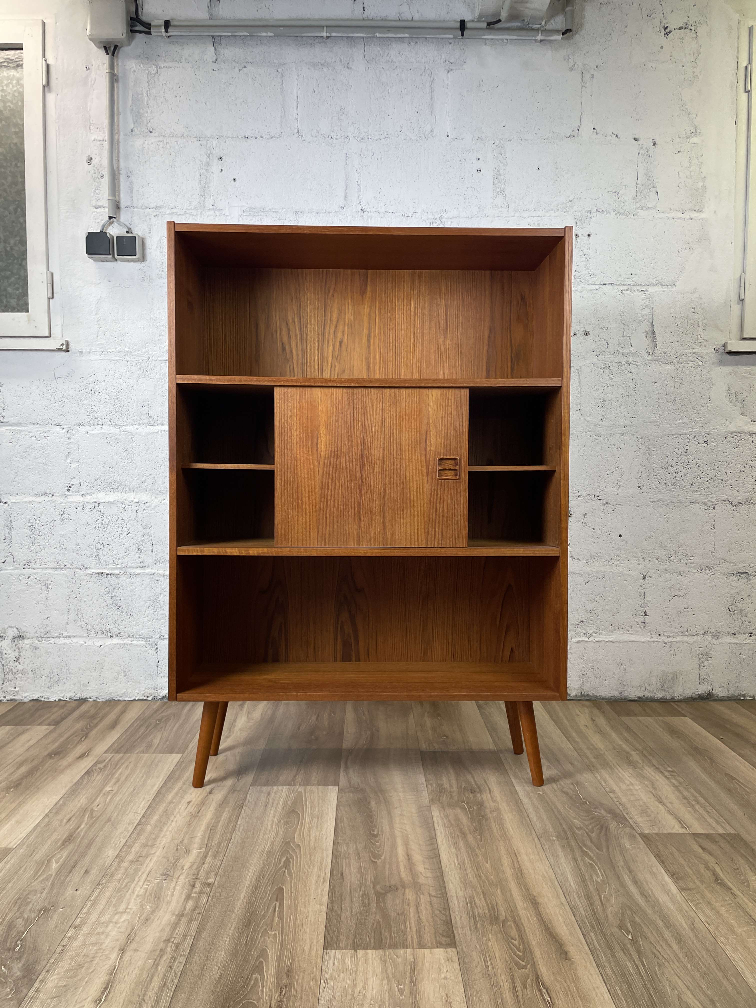 Double bookcase vintage Scandinavian teak sideboard, 60s
