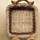Rectangular burlap wicker basket