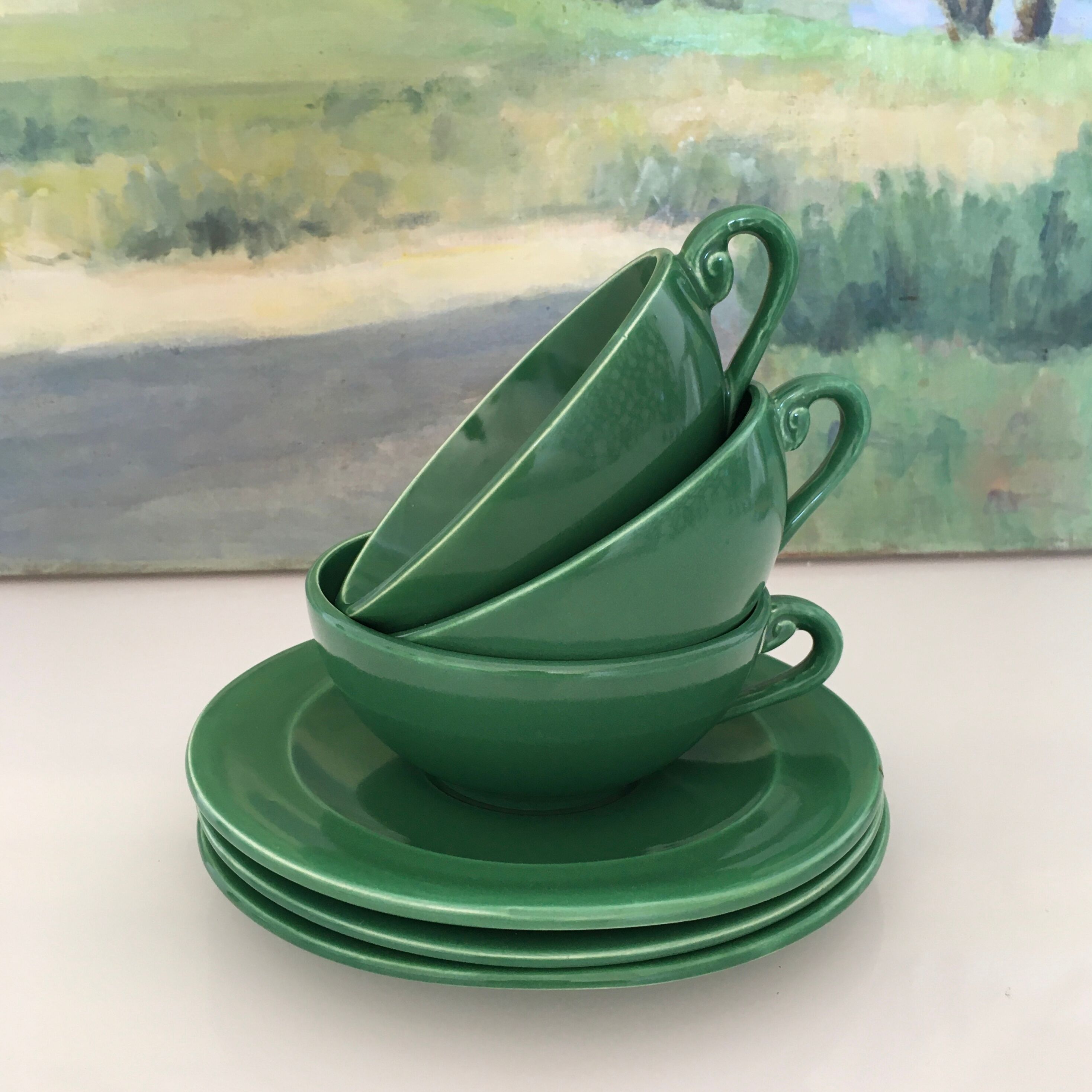 Set of 3 green cups