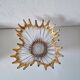 Large vintage crystal bowl from BAYEL with golden tips.